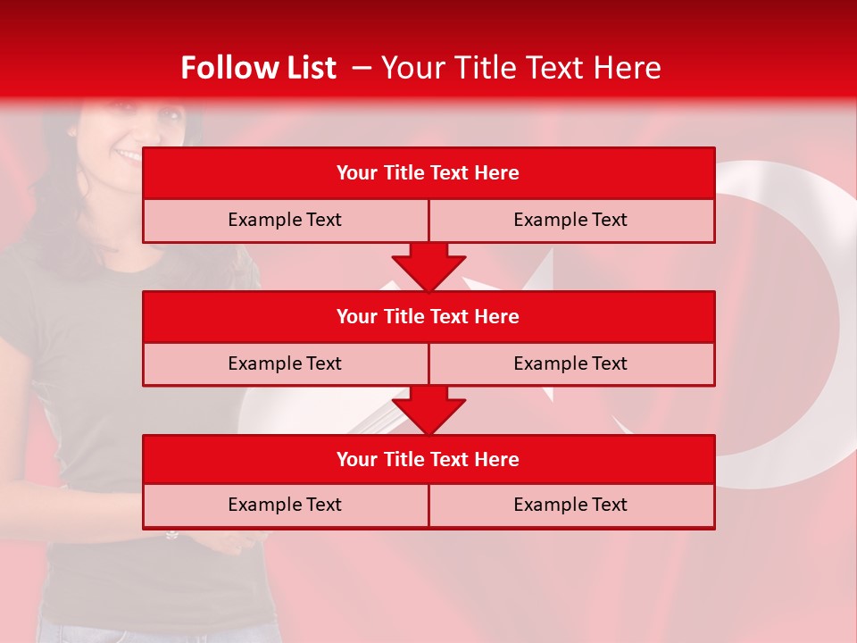 A Woman Holding A Piece Of Paper In Front Of A Flag PowerPoint Template