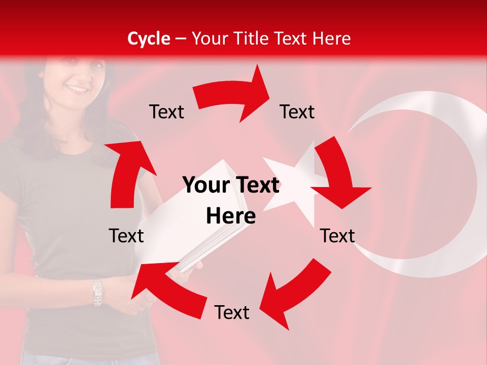 A Woman Holding A Piece Of Paper In Front Of A Flag PowerPoint Template