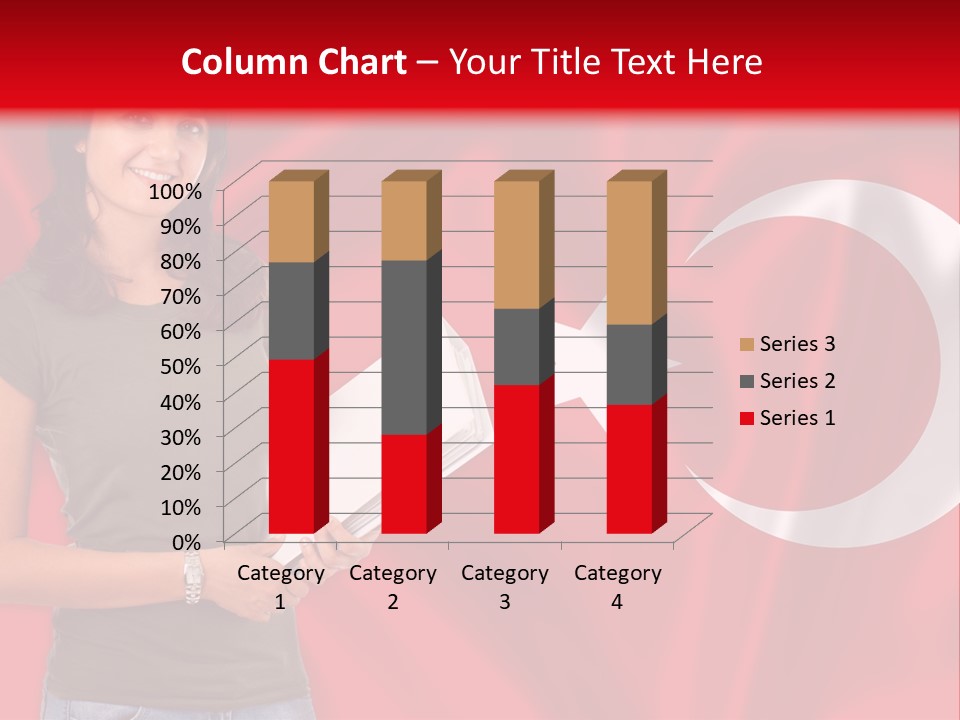 A Woman Holding A Piece Of Paper In Front Of A Flag PowerPoint Template