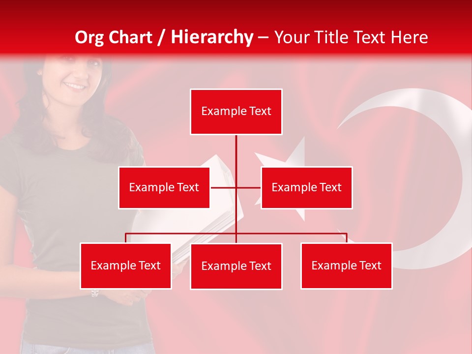 A Woman Holding A Piece Of Paper In Front Of A Flag PowerPoint Template