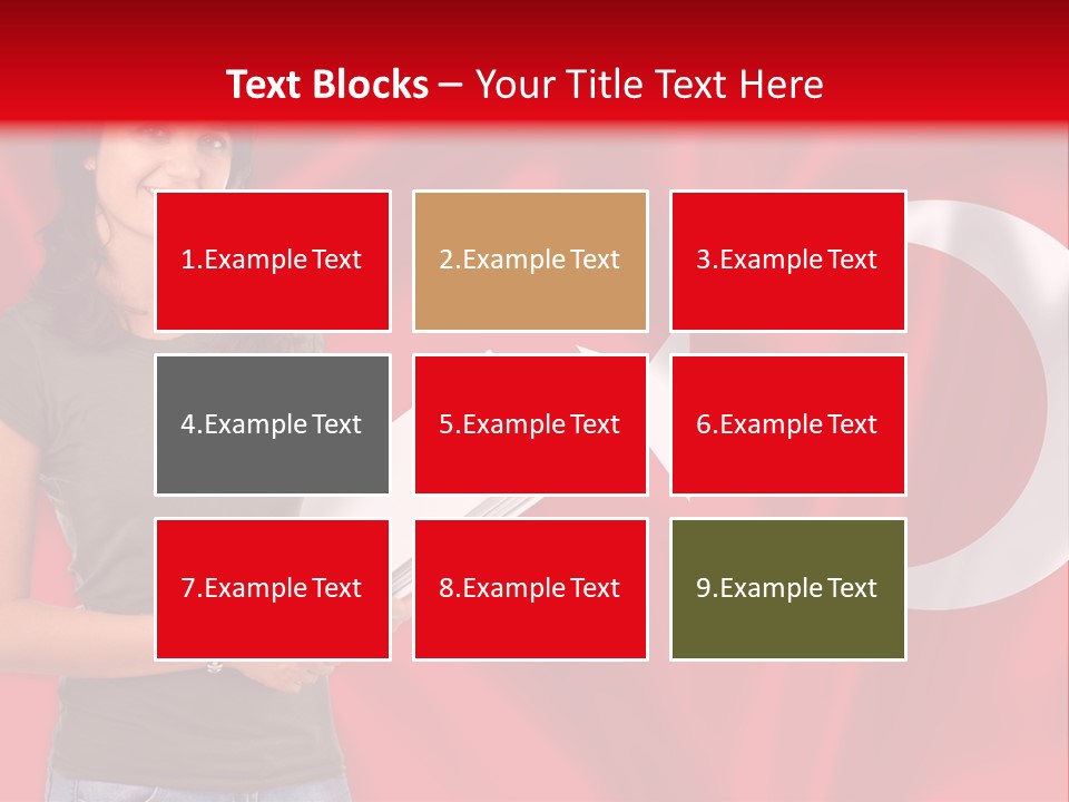 A Woman Holding A Piece Of Paper In Front Of A Flag PowerPoint Template