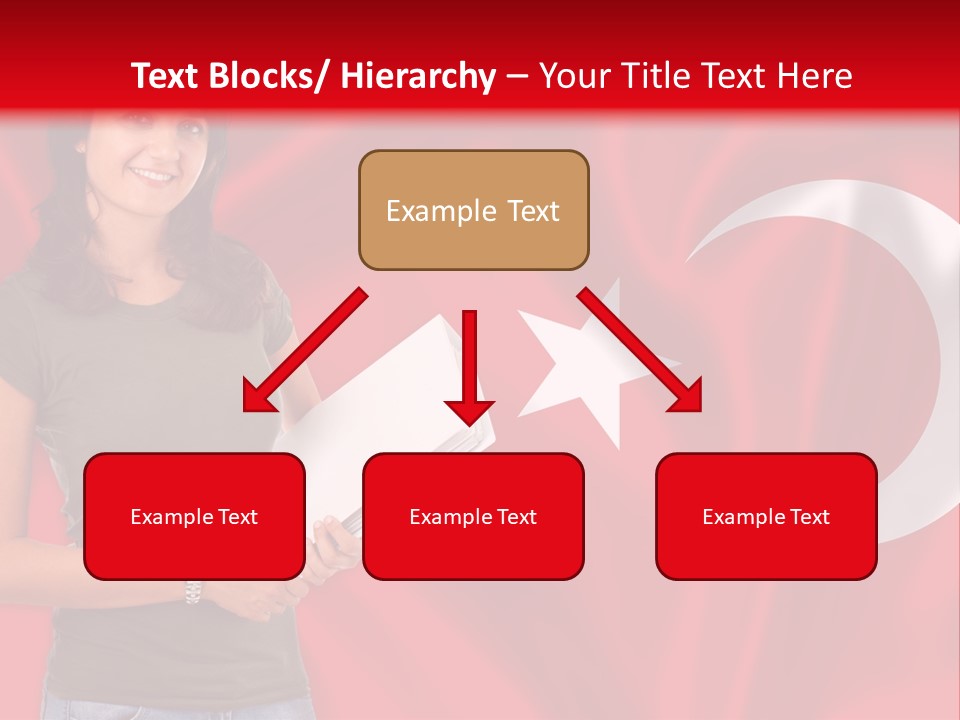 A Woman Holding A Piece Of Paper In Front Of A Flag PowerPoint Template
