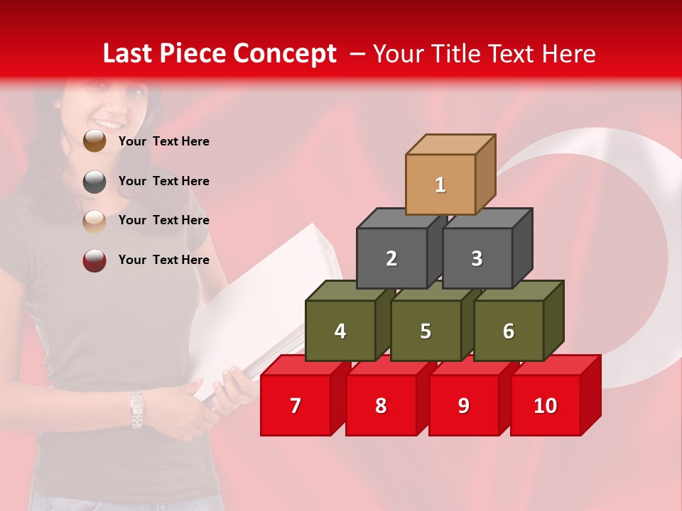 A Woman Holding A Piece Of Paper In Front Of A Flag PowerPoint Template