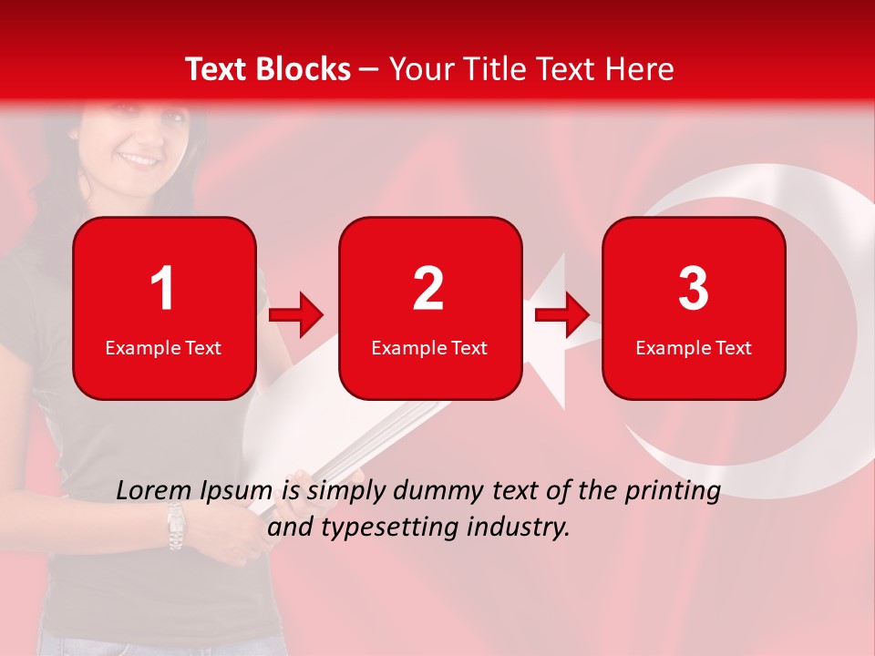 A Woman Holding A Piece Of Paper In Front Of A Flag PowerPoint Template