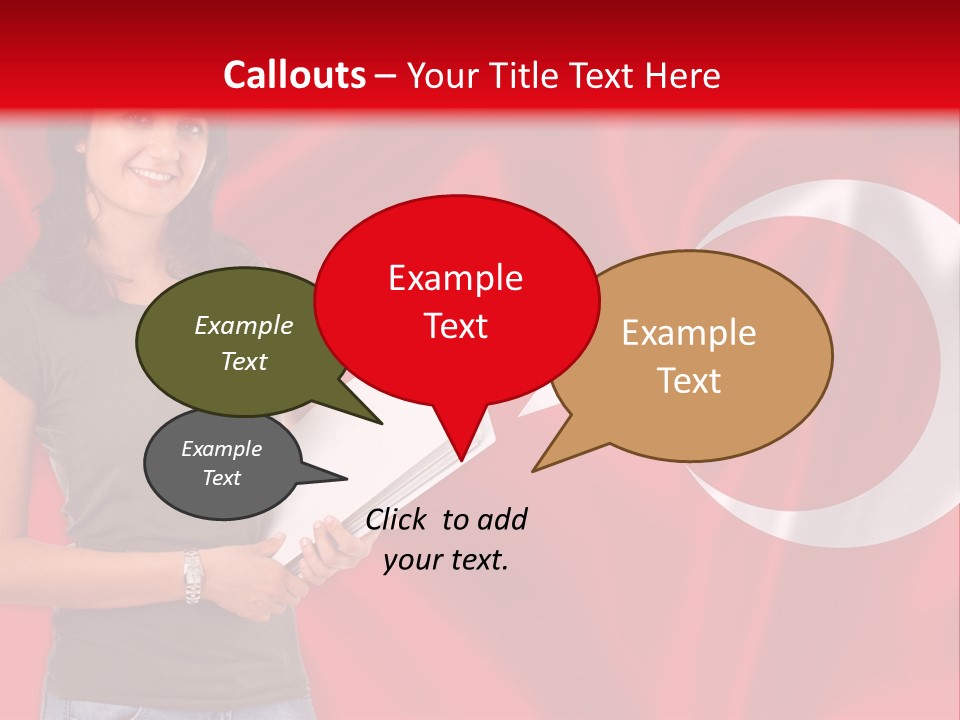 A Woman Holding A Piece Of Paper In Front Of A Flag PowerPoint Template