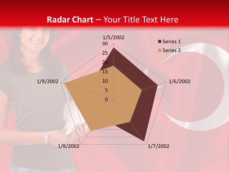 A Woman Holding A Piece Of Paper In Front Of A Flag PowerPoint Template