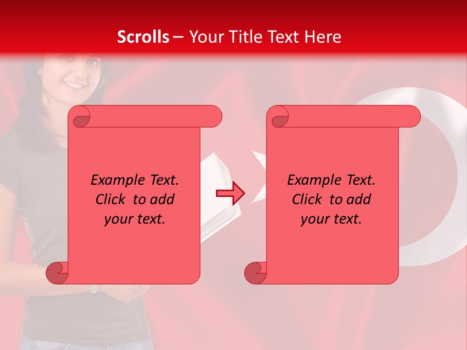 A Woman Holding A Piece Of Paper In Front Of A Flag PowerPoint Template