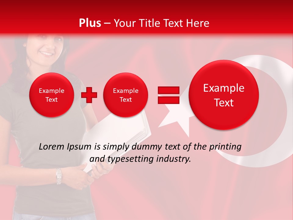 A Woman Holding A Piece Of Paper In Front Of A Flag PowerPoint Template