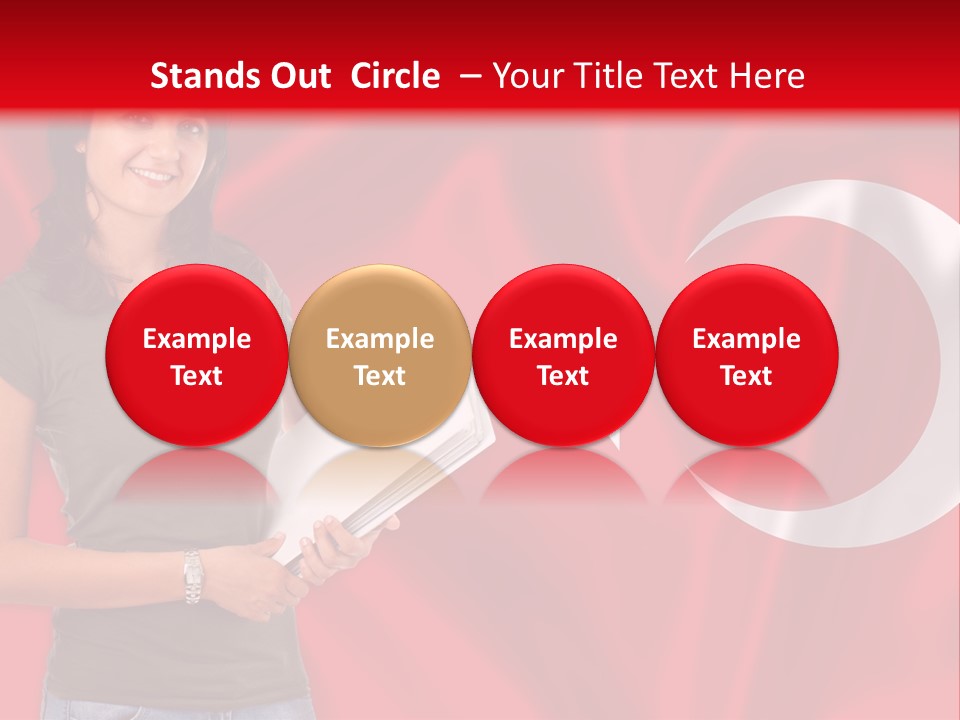 A Woman Holding A Piece Of Paper In Front Of A Flag PowerPoint Template