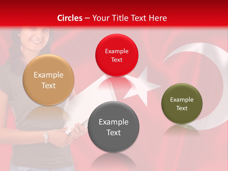 A Woman Holding A Piece Of Paper In Front Of A Flag PowerPoint Template