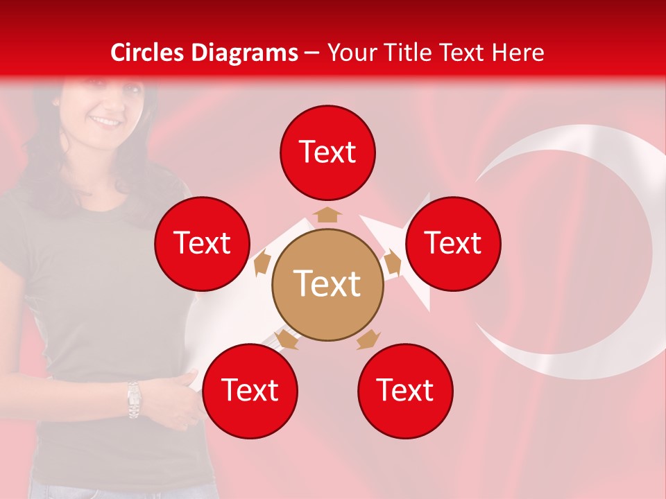 A Woman Holding A Piece Of Paper In Front Of A Flag PowerPoint Template