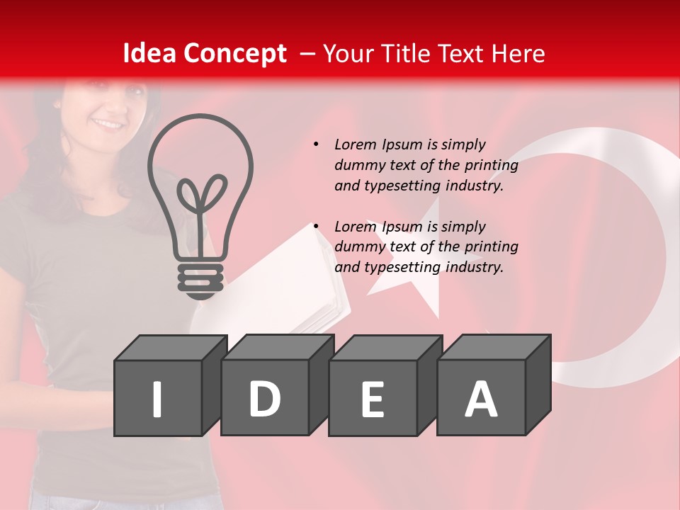 A Woman Holding A Piece Of Paper In Front Of A Flag PowerPoint Template