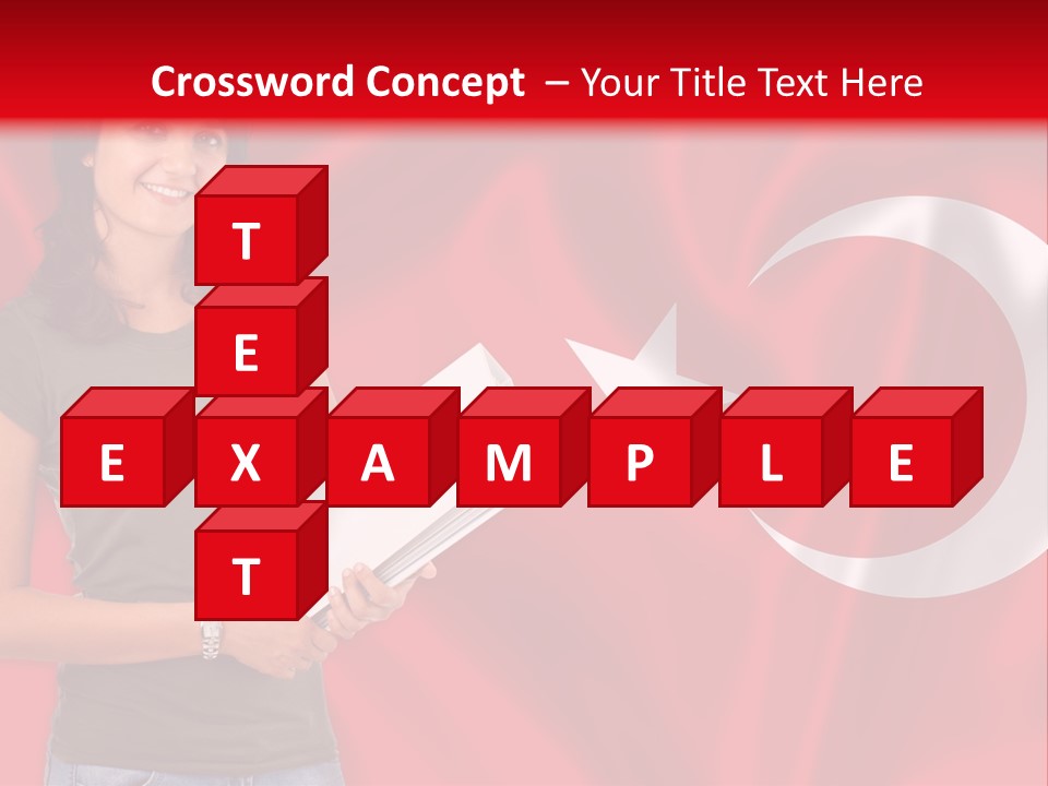 A Woman Holding A Piece Of Paper In Front Of A Flag PowerPoint Template