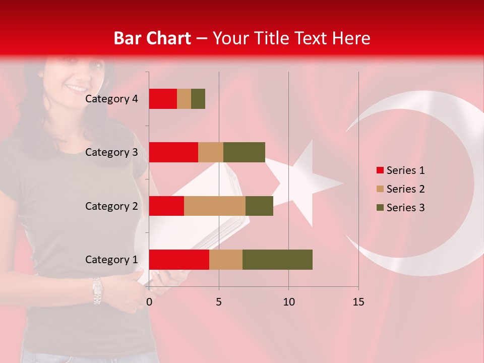A Woman Holding A Piece Of Paper In Front Of A Flag PowerPoint Template