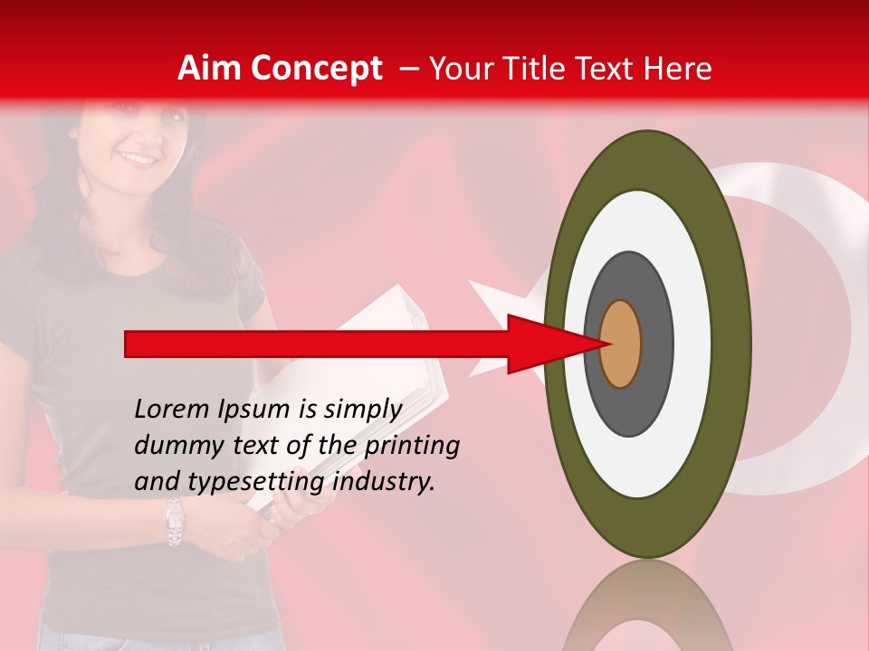 A Woman Holding A Piece Of Paper In Front Of A Flag PowerPoint Template