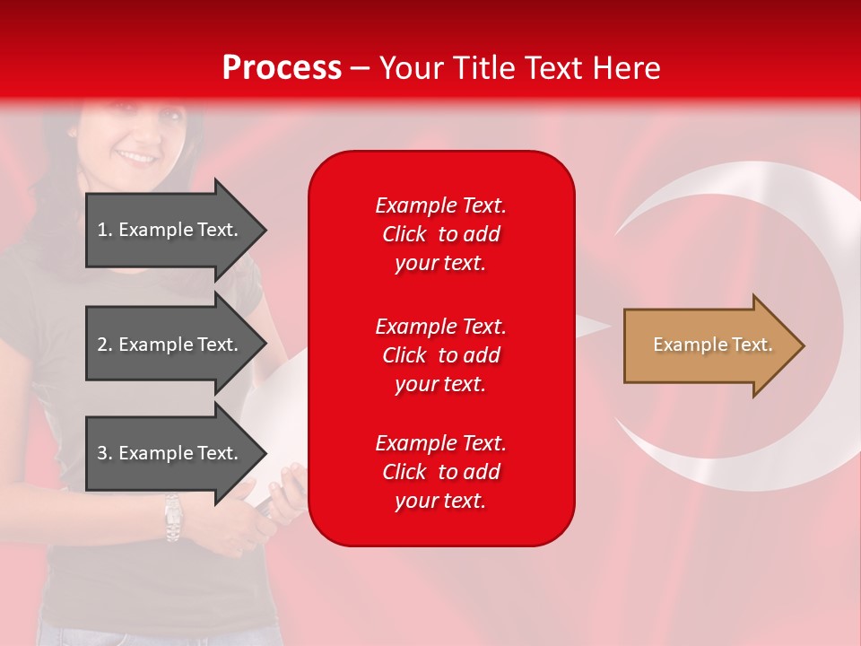 A Woman Holding A Piece Of Paper In Front Of A Flag PowerPoint Template