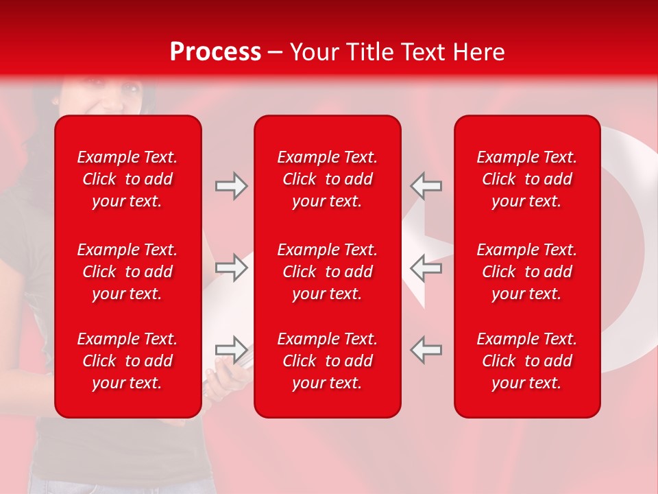 A Woman Holding A Piece Of Paper In Front Of A Flag PowerPoint Template