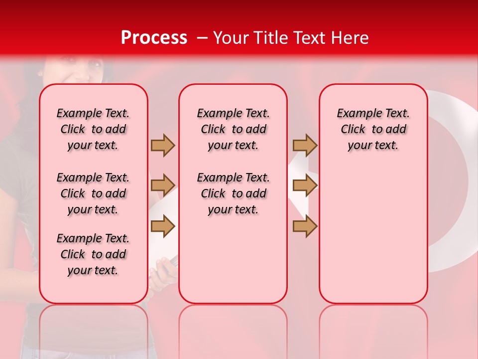 A Woman Holding A Piece Of Paper In Front Of A Flag PowerPoint Template