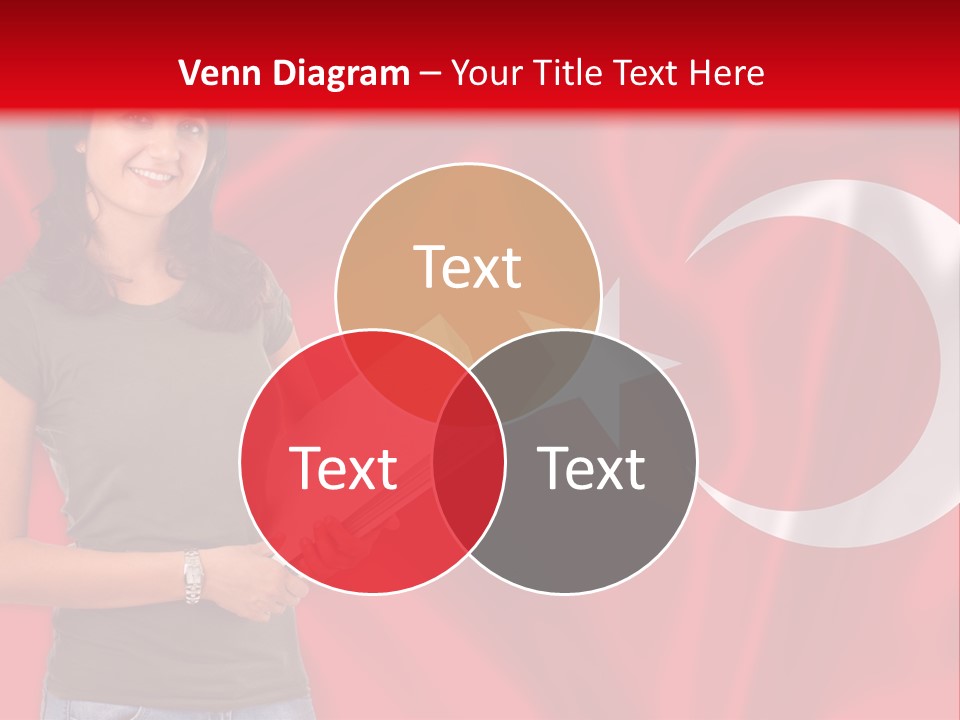 A Woman Holding A Piece Of Paper In Front Of A Flag PowerPoint Template