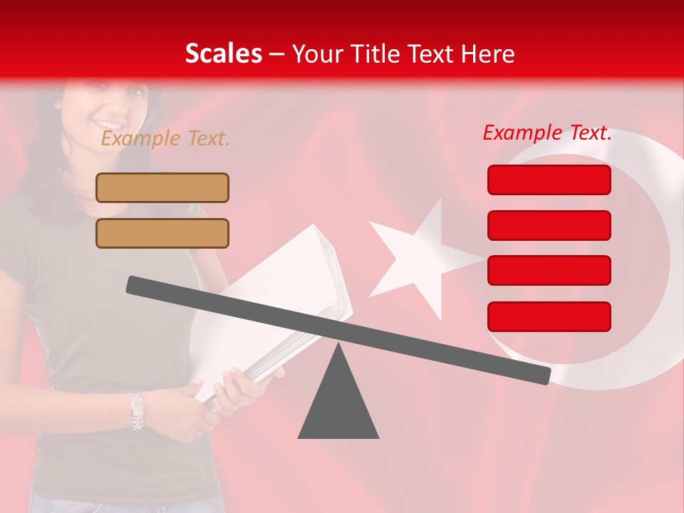 A Woman Holding A Piece Of Paper In Front Of A Flag PowerPoint Template