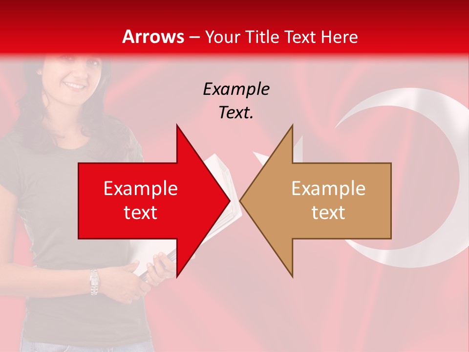 A Woman Holding A Piece Of Paper In Front Of A Flag PowerPoint Template