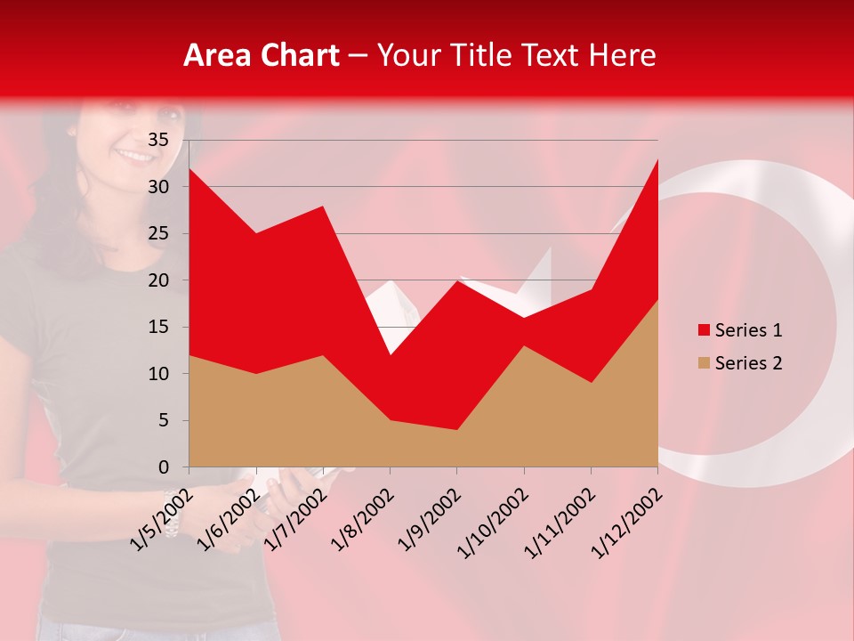 A Woman Holding A Piece Of Paper In Front Of A Flag PowerPoint Template