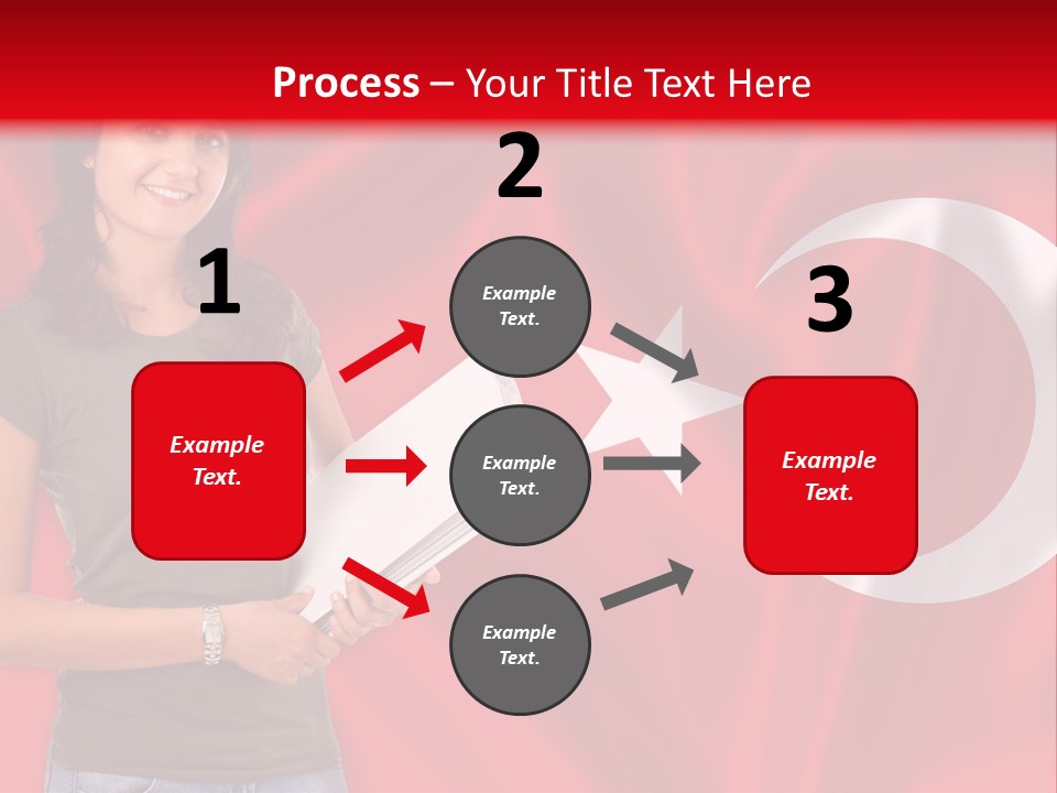 A Woman Holding A Piece Of Paper In Front Of A Flag PowerPoint Template