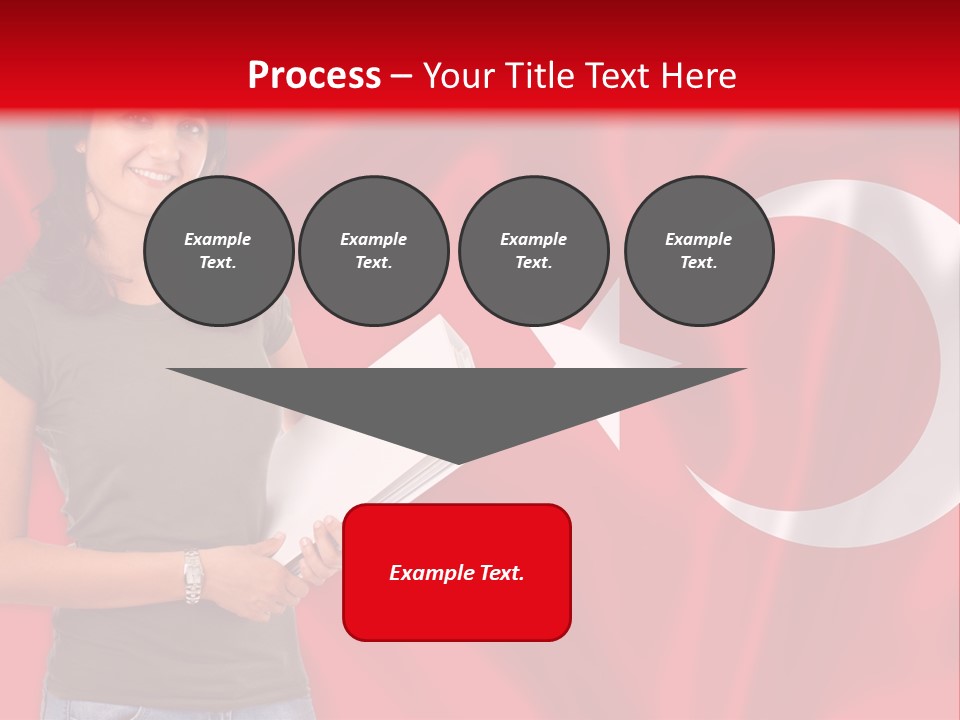 A Woman Holding A Piece Of Paper In Front Of A Flag PowerPoint Template