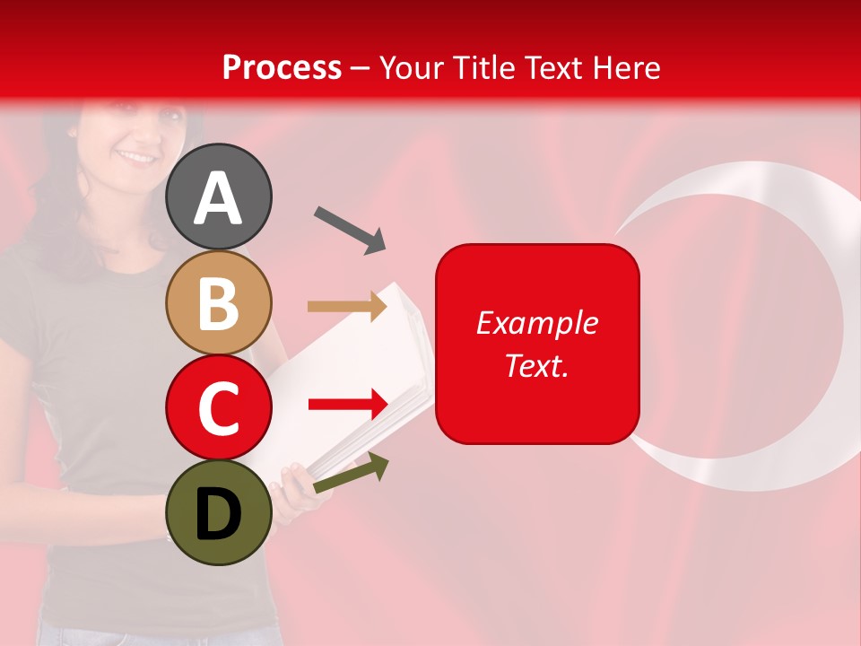 A Woman Holding A Piece Of Paper In Front Of A Flag PowerPoint Template