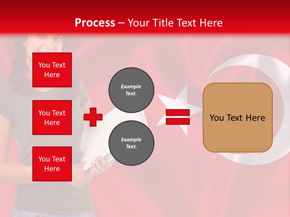 A Woman Holding A Piece Of Paper In Front Of A Flag PowerPoint Template