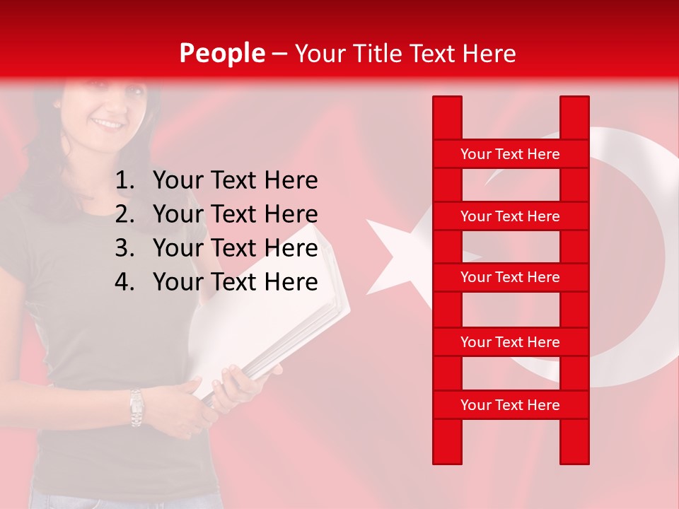 A Woman Holding A Piece Of Paper In Front Of A Flag PowerPoint Template