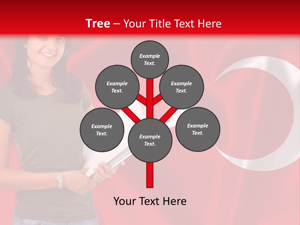 A Woman Holding A Piece Of Paper In Front Of A Flag PowerPoint Template