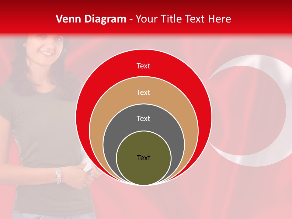 A Woman Holding A Piece Of Paper In Front Of A Flag PowerPoint Template