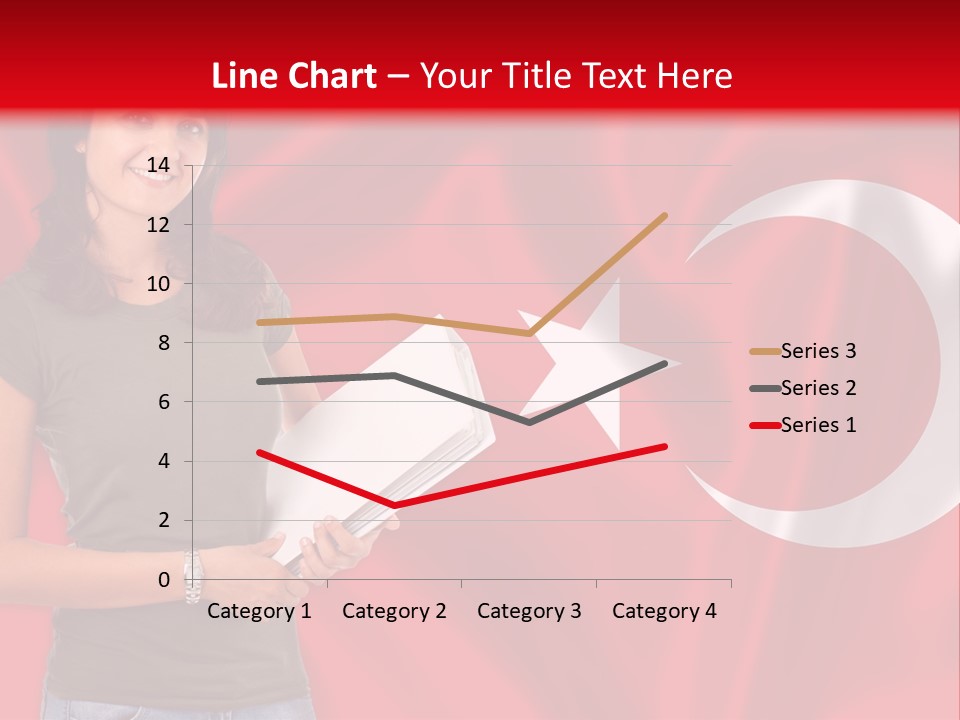 A Woman Holding A Piece Of Paper In Front Of A Flag PowerPoint Template