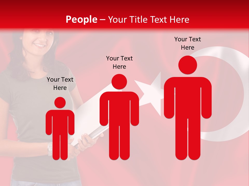 A Woman Holding A Piece Of Paper In Front Of A Flag PowerPoint Template