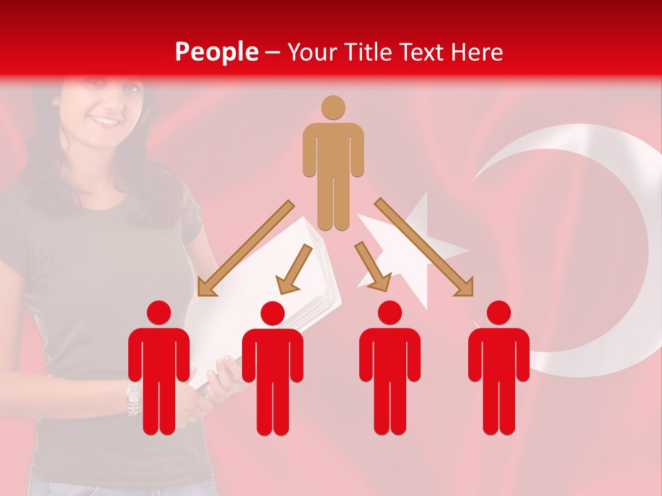 A Woman Holding A Piece Of Paper In Front Of A Flag PowerPoint Template