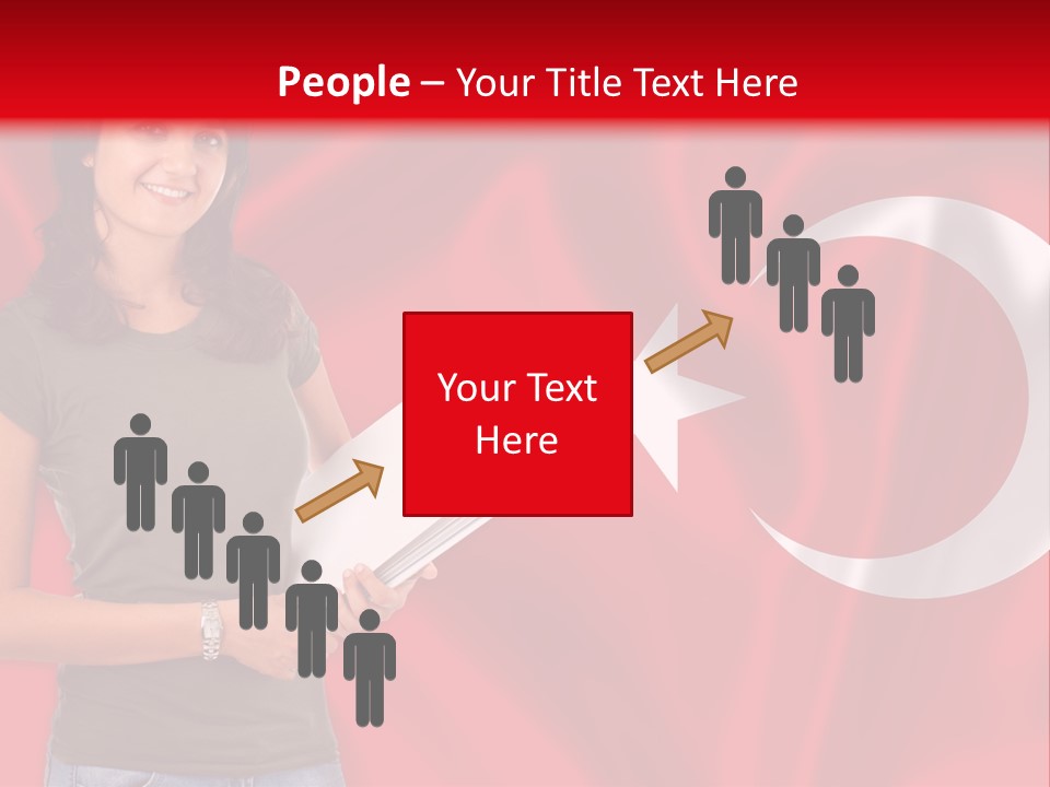 A Woman Holding A Piece Of Paper In Front Of A Flag PowerPoint Template