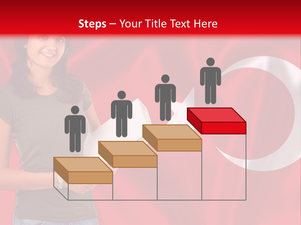 A Woman Holding A Piece Of Paper In Front Of A Flag PowerPoint Template