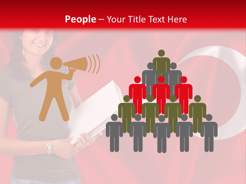 A Woman Holding A Piece Of Paper In Front Of A Flag PowerPoint Template