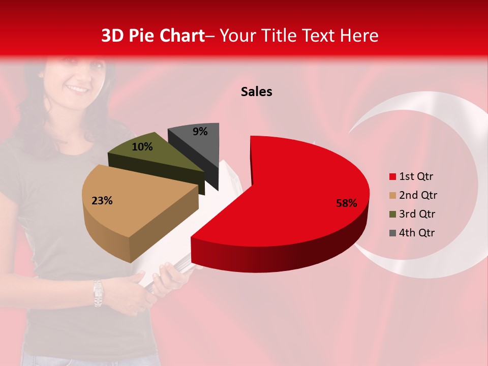 A Woman Holding A Piece Of Paper In Front Of A Flag PowerPoint Template