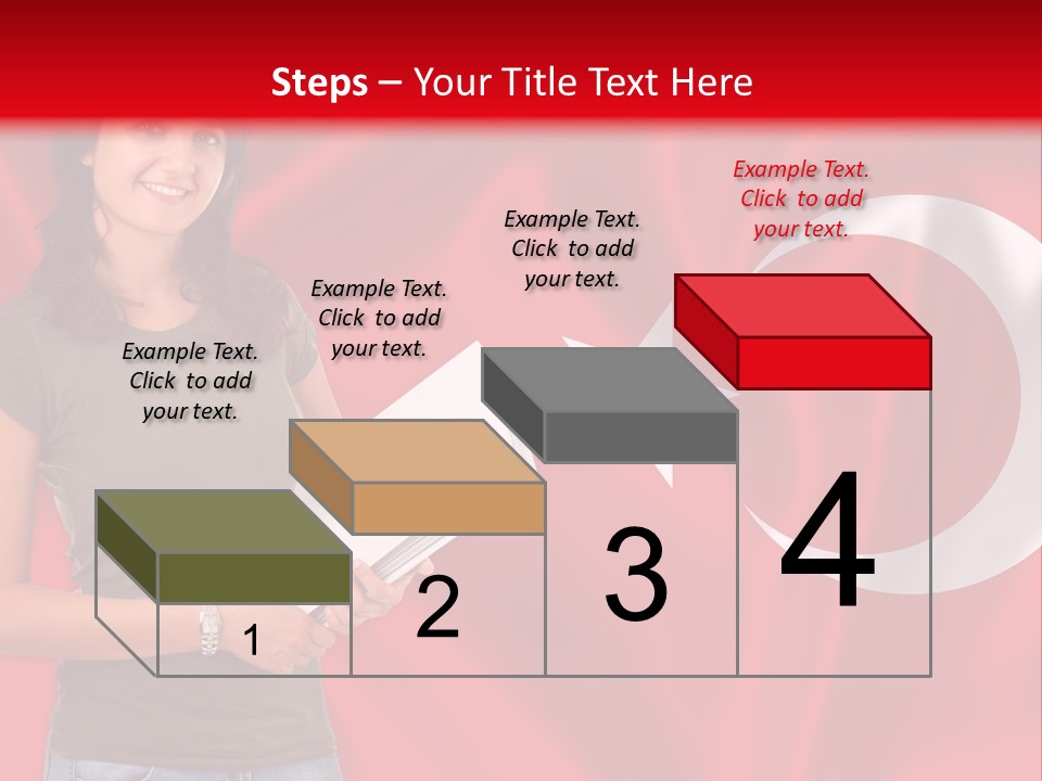 A Woman Holding A Piece Of Paper In Front Of A Flag PowerPoint Template