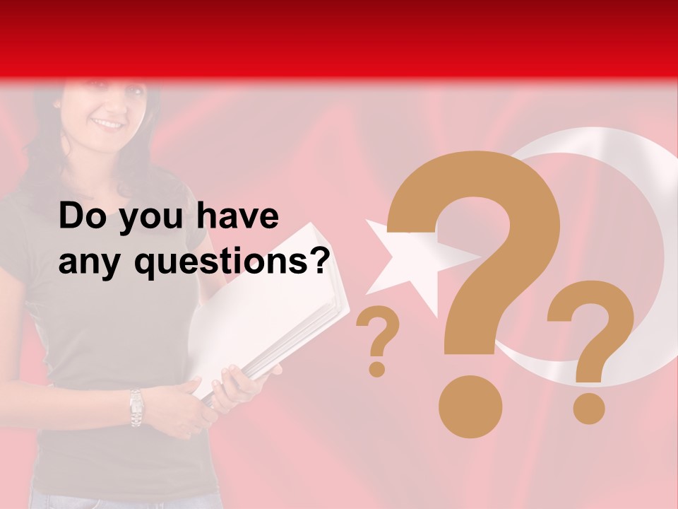 A Woman Holding A Piece Of Paper In Front Of A Flag PowerPoint Template