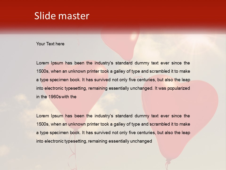 A Group Of Red Heart Shaped Balloons Floating In The Air PowerPoint Template