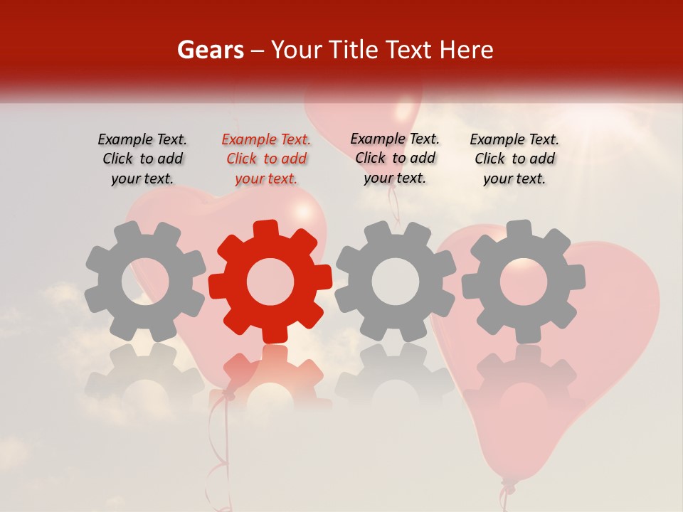 A Group Of Red Heart Shaped Balloons Floating In The Air PowerPoint Template