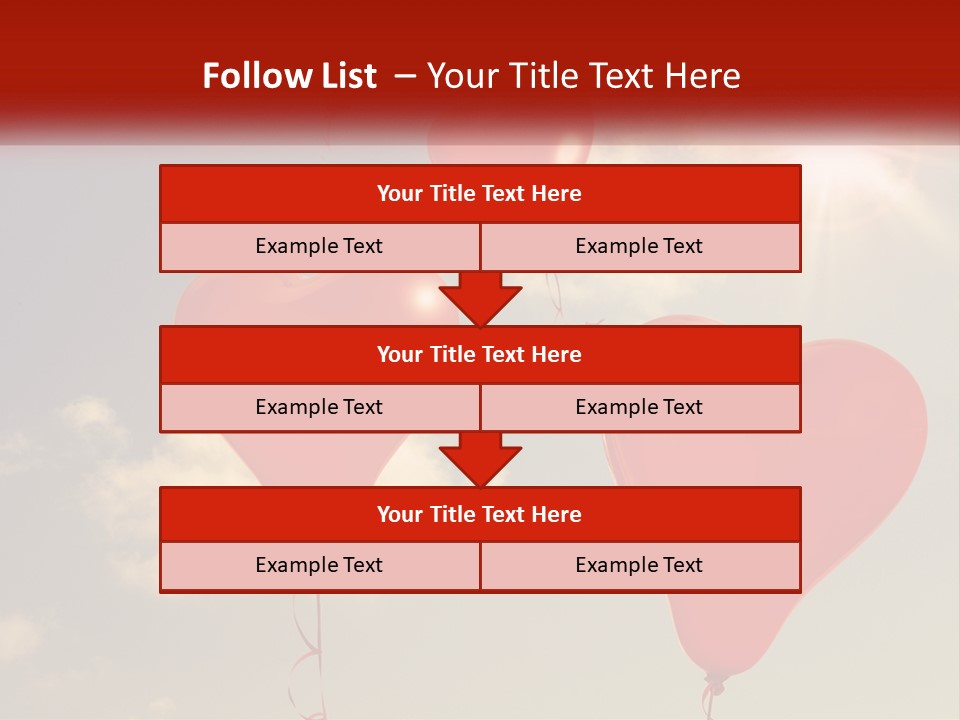 A Group Of Red Heart Shaped Balloons Floating In The Air PowerPoint Template
