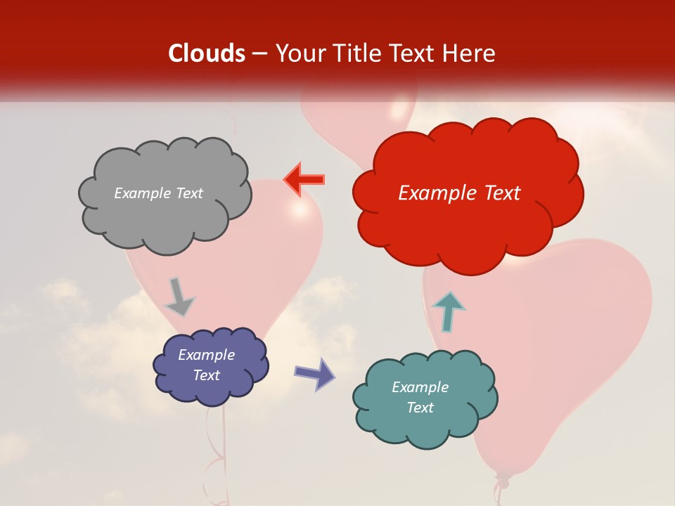 A Group Of Red Heart Shaped Balloons Floating In The Air PowerPoint Template
