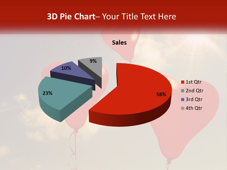 A Group Of Red Heart Shaped Balloons Floating In The Air PowerPoint Template
