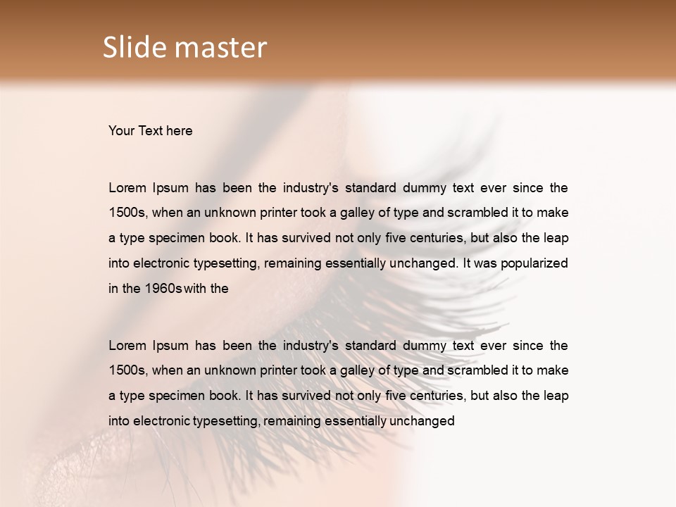 A Close Up Of A Woman's Eye With Long Lashes PowerPoint Template