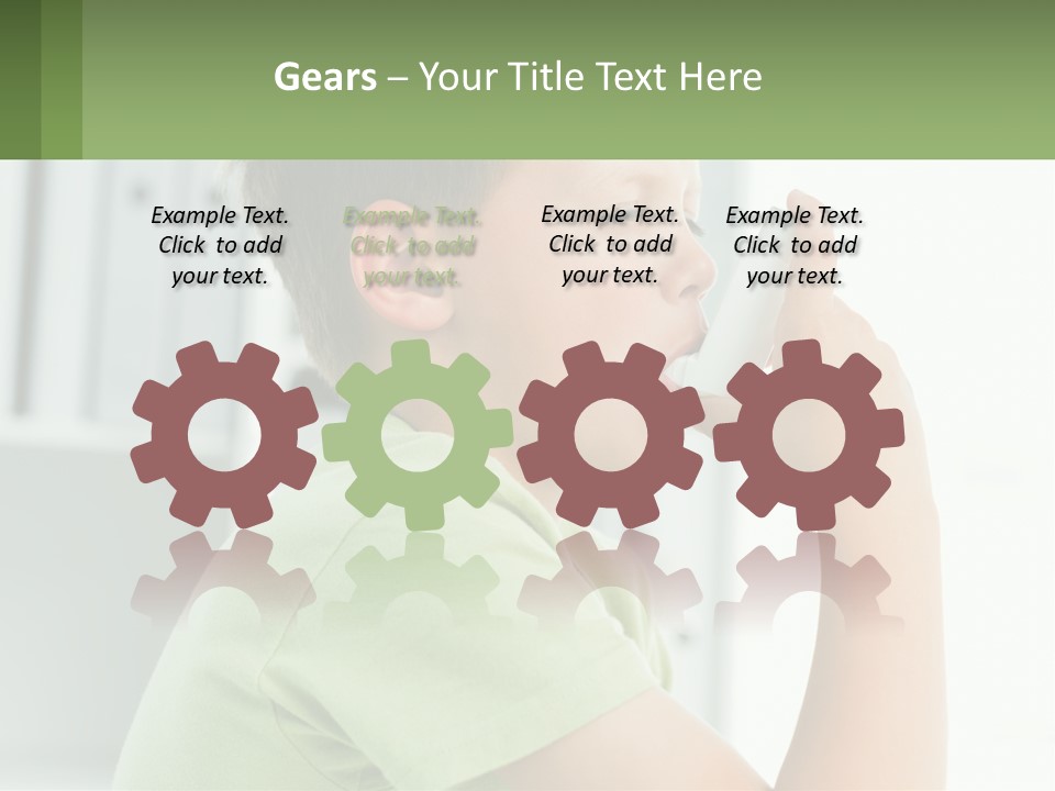 A Young Boy Holding A Toothbrush In His Mouth PowerPoint Template