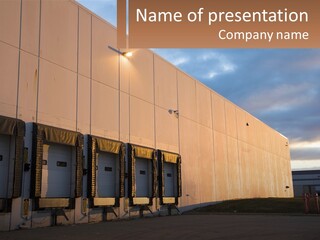 A Row Of Doors In Front Of A Building PowerPoint Template